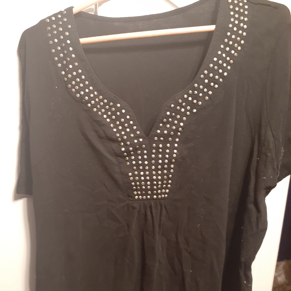 Studded Collar 3/4 Sleeve Shirt